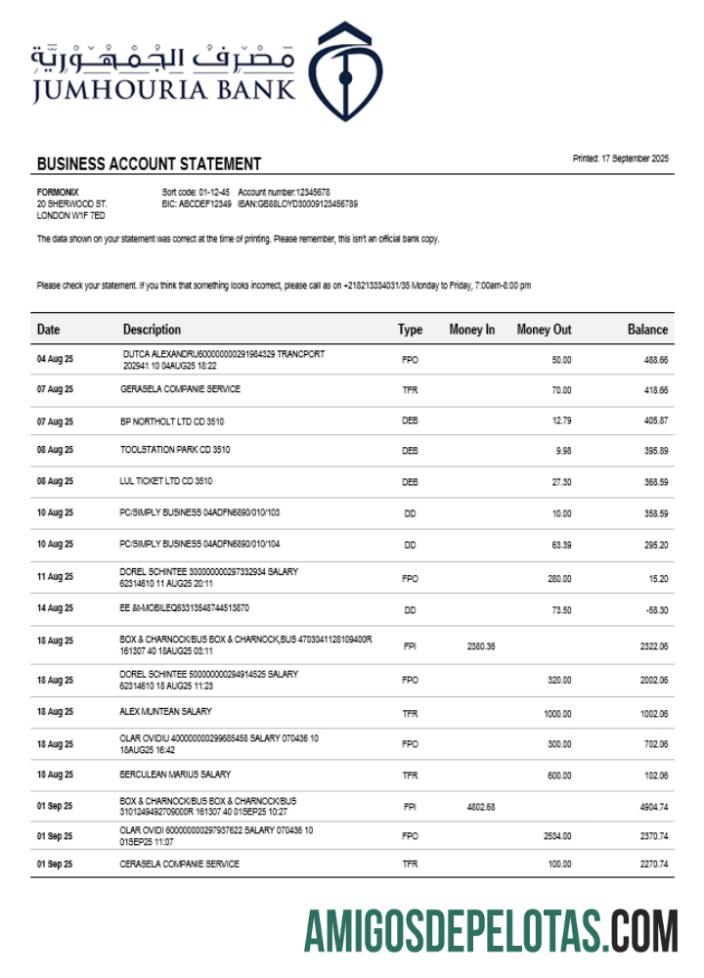 Declaração de empresa de negócios Jumhouria em formato Word e PDF (1) modelo